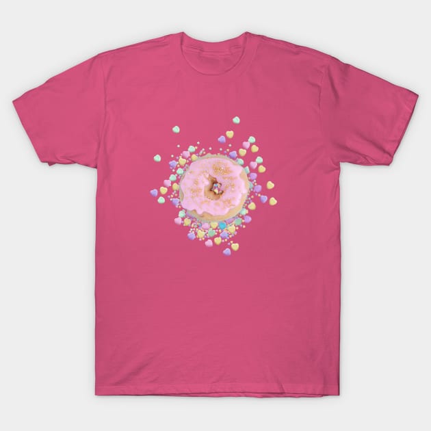 Sparkling Pink Donut T-Shirt by CatAstropheBoxes